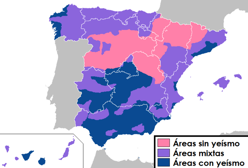 Rozšíření yeísmo ve Španělsku